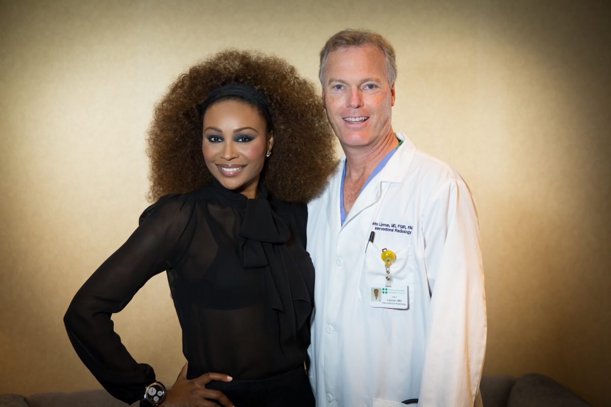 Cynthia Bailey - international model and actress - with Dr. John Lipman after her UFE procedure.